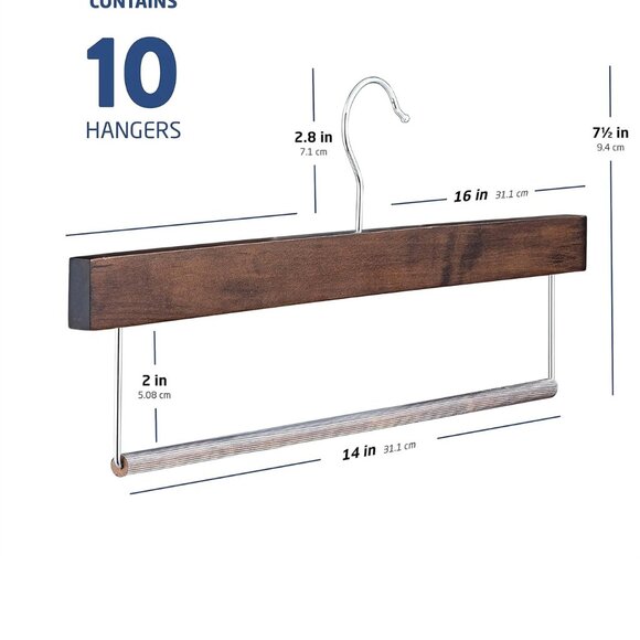 ZOBER High-Grade Wooden Slack/Trouser Pants Hangers (24 total) - Picture 2 of 3